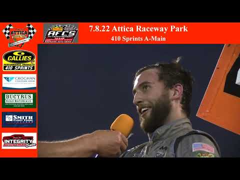 7.8.22 Attica Raceway Park 410 Sprints A-Main - dirt track racing video image