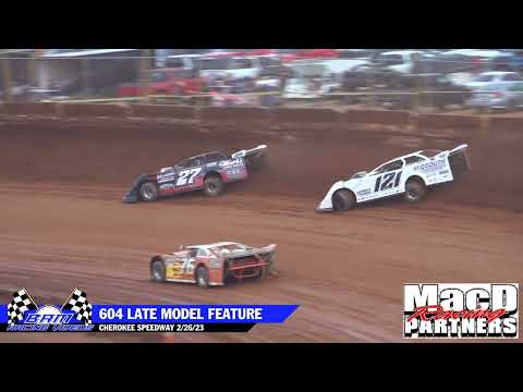 604 Late Model Feature - Cherokee Speedway 2/26/23 - dirt track racing video image