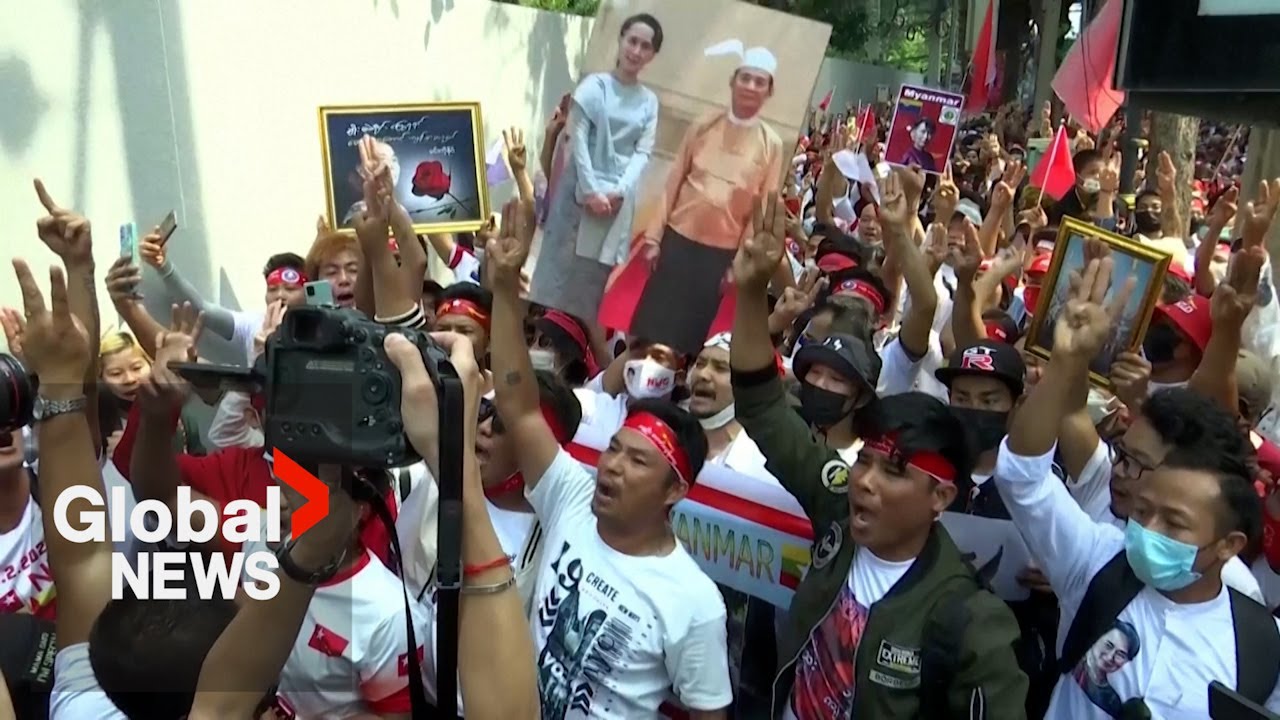 Protesters in Bangkok mark 2nd Myanmar coup anniversary