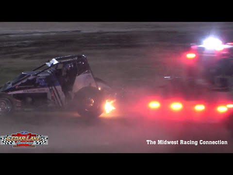 Traditional Sprint Fire - Cedar Lake Speedway 06/30/2023 - dirt track racing video image