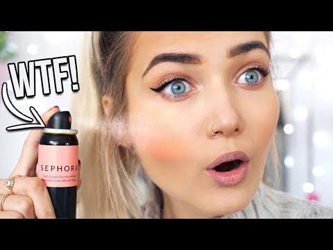 TESTING WEIRD AF SPRAY ON MAKEUP!!! HIT OR MISS!?