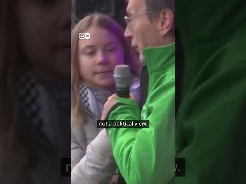 Man rips mic out of Greta Thunberg's hand at climate rally | DW #Shorts #Gaza #ClimateChange