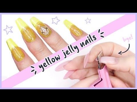 Amazing Nail Transformation ♡ From Old Polygel To Clear Yellow Jelly Nails! Amazing Nail Transformation ♡ From Old Polygel To Clear Yellow Jelly Nails!