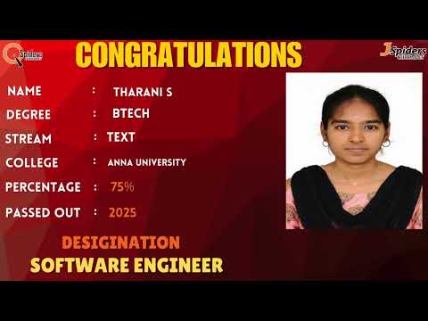 Student Placement Story From QSpiders/JSpiders | Chrompet Chennai