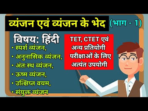 व्यंजन तथा व्यंजन के भेद | भाग - 1 | स्पर्श, अनुनासिक, अंतःस्थ, ऊष्म, उत्क्षिप्त, संयुक्त व्यंजन 