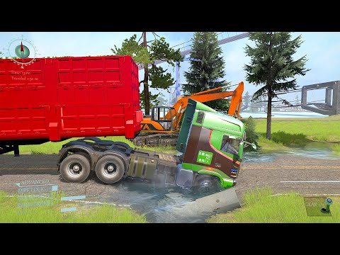 Spintires: mudrunner gameplay,  Broken Truck Tow Crane Truck Mud Ep55 #automobile #speedbumps