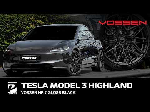 Tesla Model 3 Highland x Vossen HF-7 Gloss Black 20"