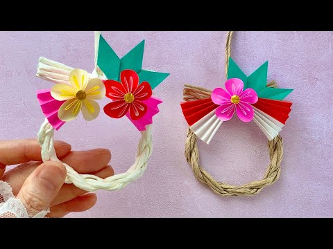 【ペーパークラフト】ミニサイズの「しめ縄リース」／[Paper Craft] Cute! Japanese New Year Decorations