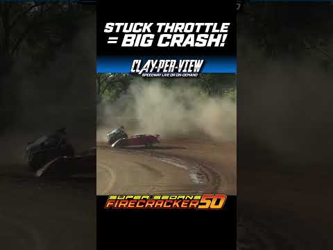 CPV SHORTS | Stuck Throttle = Big Crash! #speedway #dirttrackracing #supersedans #speedwaysedans - dirt track racing video image