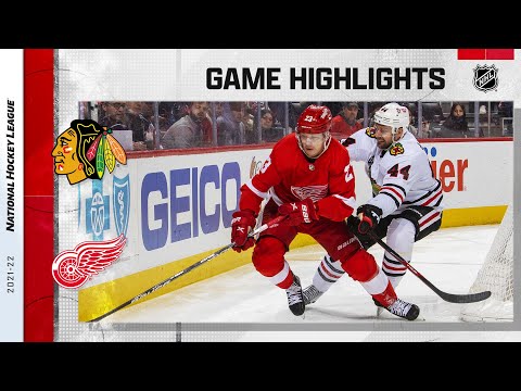 Blackhawks @ Red Wings 1/26/22 | NHL Highlights