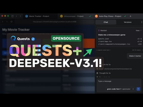 Quests + Deepseek V3.1 Free API: Bye Bolt & Lovable! The BEST OPENSOURCE Alternative!