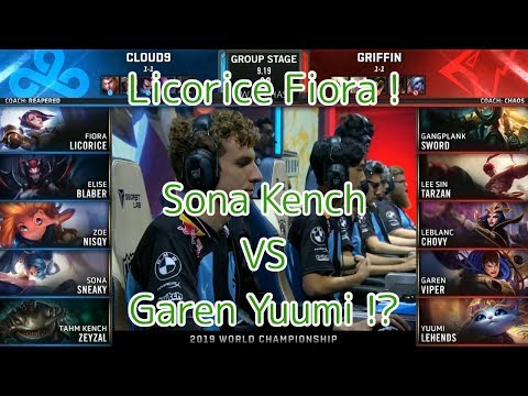 C9(Sneaky ソナ) VS GRF(Viper ガレン) D4G5 Group A - Worlds 2019 Group Stage