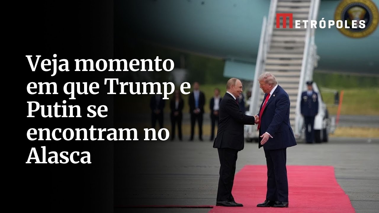 Veja momento em que Trump e Putin se encontram no Alasca