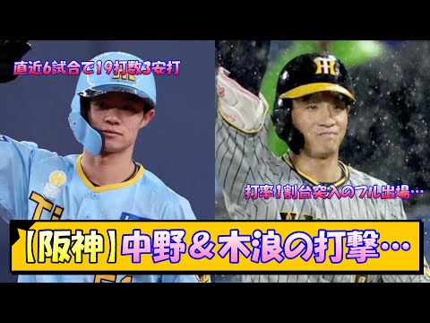 【阪神】中野＆木浪の打撃…【なんJ/2ch/5ch/ネット 反応 まとめ/阪神タイガース/岡田監督】