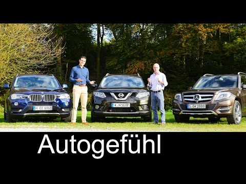 BMW X3 vs Mercedes GLK-Class vs Nissan Rogue X-Trail (all-new) COMPARISON test drive REVIEW - UCG0__4AhnoCWRH7TPO0PQyg