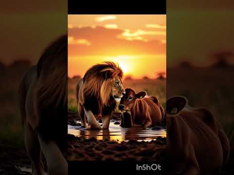 lion aur cow ki Dosti #animals #viral #shortvideos