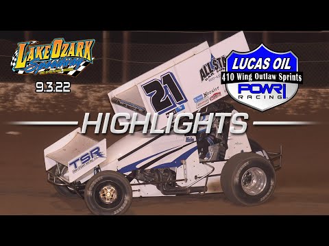 9.3.22 Lucas Oil POWRi 410 Wing Outlaw Sprint League Highlights from Lake Ozark Speedway - dirt track racing video image