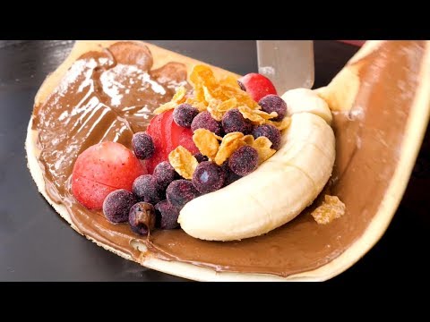 Ice cream Crepe (Strawberry+Banana+Blueberry) - Korean street food