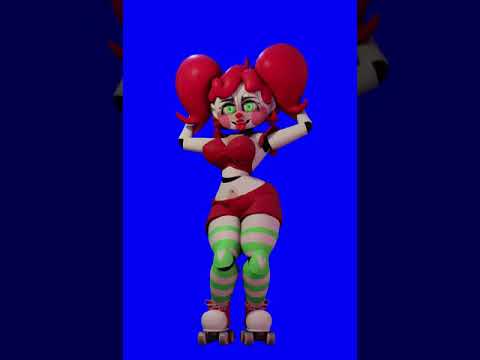 Seductive Circus Baby's Hai Phút Hon Dance on Blue Screen
