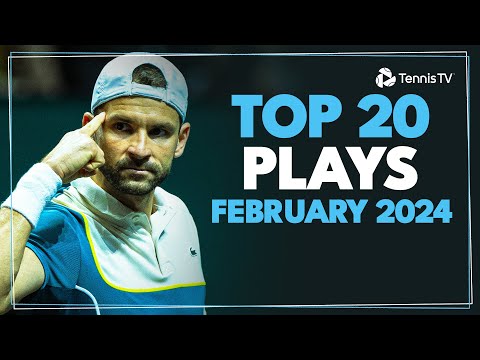 De Minaur Insane Rally, Dimitrov Wrist Flick & Monfils One-Hander | February 2024 Top 20 Shots!