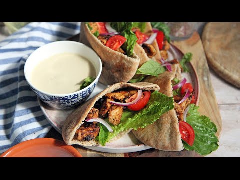 Spiced Chicken Pitas with Tahini Sauce