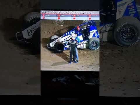 USCS (Ultimate Sprint Car Series) Sprint Car  right rear fed accident @ Turkey Night - dirt track racing video image