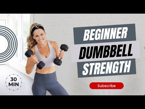 32 Minute Beginner Dumbbell Strength: Full Body AT HOME Workout with