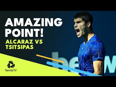 Carlos Alcaraz vs Stefanos Tsitsipas AMAZING Point! | Miami 2022 Highlights