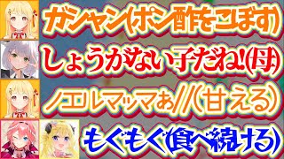 【奏のママ】娘(奏)の粗相に母として面倒を見るノエルマッマと、何も気にせずマイペースにご飯を食べ続けるわたルイw【ホロライブ切り抜き/鷹嶺ル