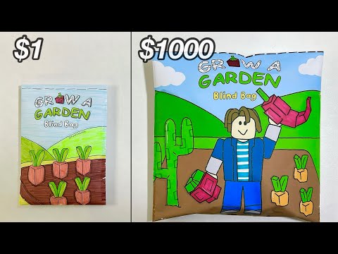 [💸paper diy💸] $1 vs $1000 GROW A GARDEN ROBLOX BLIND BAGS unboxing! | asmr