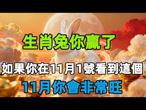 生肖兔你贏了！如果你在11月1號看到這個，11月你會非常旺！