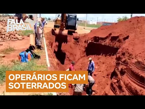 Deslizamento de terra deixa dois operários soterrados em obra de esgoto no Mato Grosso do Sul