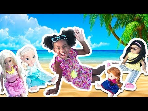 Doll Beach Party! American Girl Elsa & Anna Toddlers Magic Barbie Doll - Baby Doll Play Toys with me - UC8_gvwEqj_UnE7e3uDaMtig