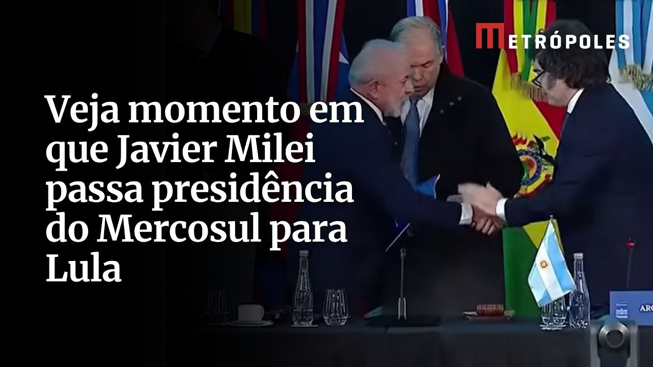 Veja momento em que Javier Milei passa presidência do Mercosul para Lula