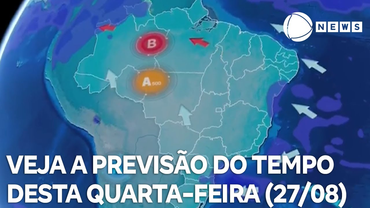 Confira a previsão do tempo para quarta-feira (27/08)