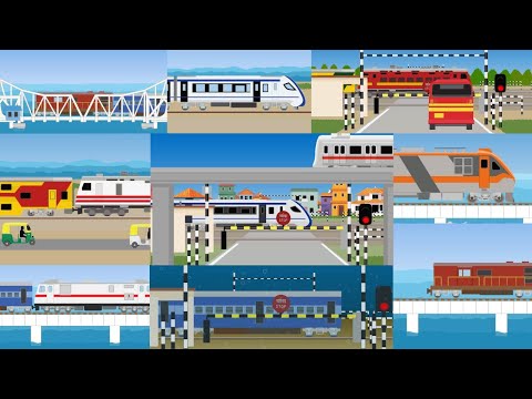 Railroad crossings of India complication ４K 【踏切アニメ】インドの電車とふみきりカンカン