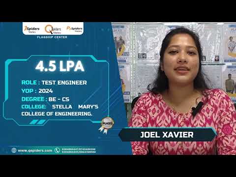 Congratulations, Joel Xavier, for getting placed as a Test Engineer.