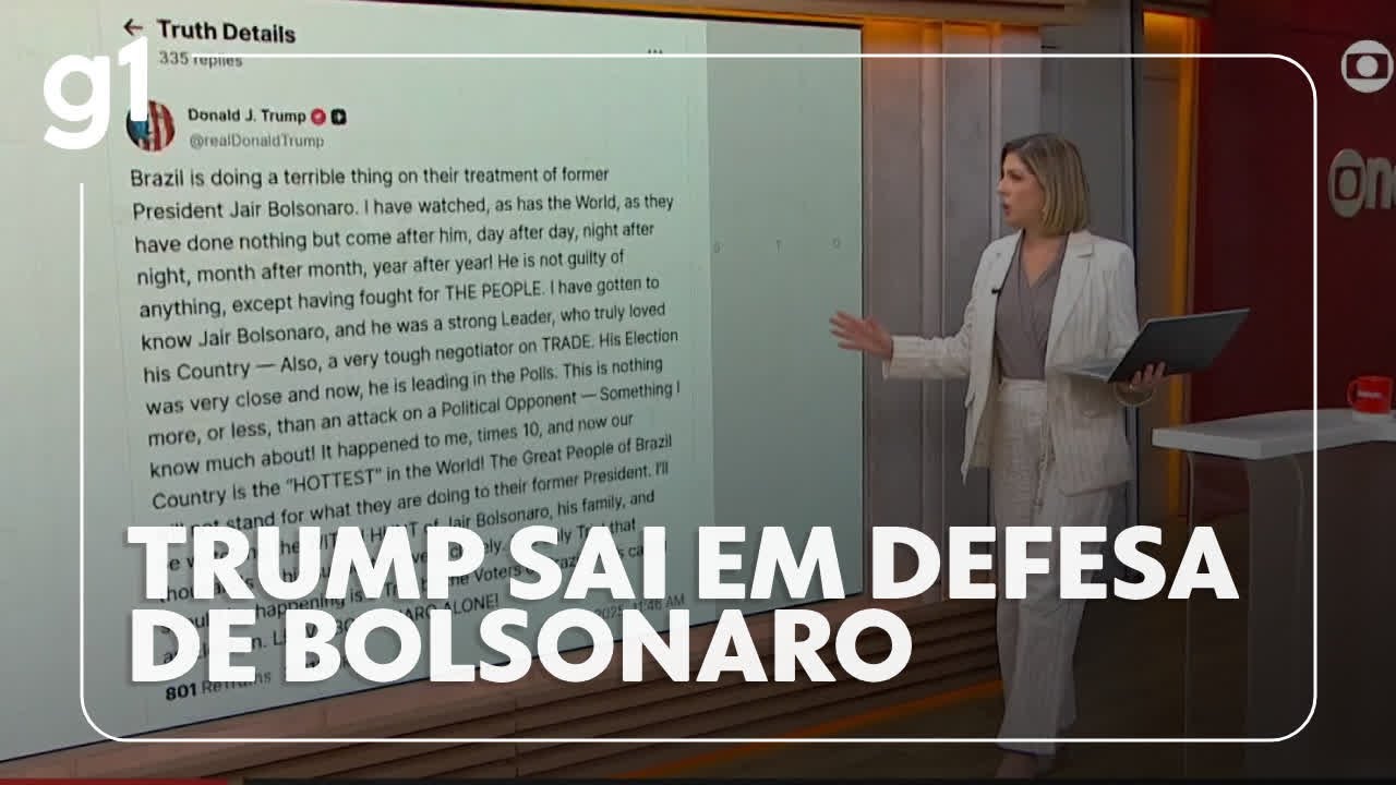 Trump faz post em defesa de Bolsonaro e pede para deixarem ex presidente em paz