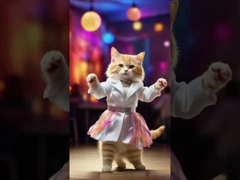 A cutest cat dancing on her farewell 🥳 🎉 and enjoy funfully 🥰✨#catshorts#catsstatus#kidsflowAI