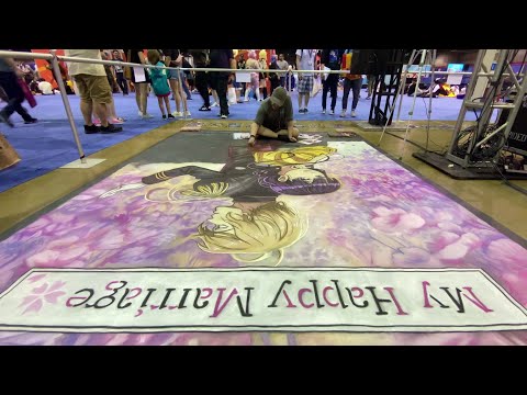 Anime Central 2024 My Happy Marriage Chalk Art Time Lapse