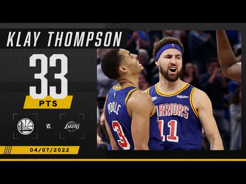 Klay Thompson scores 33 PTS to lead the Warriors over the Lakers video clip