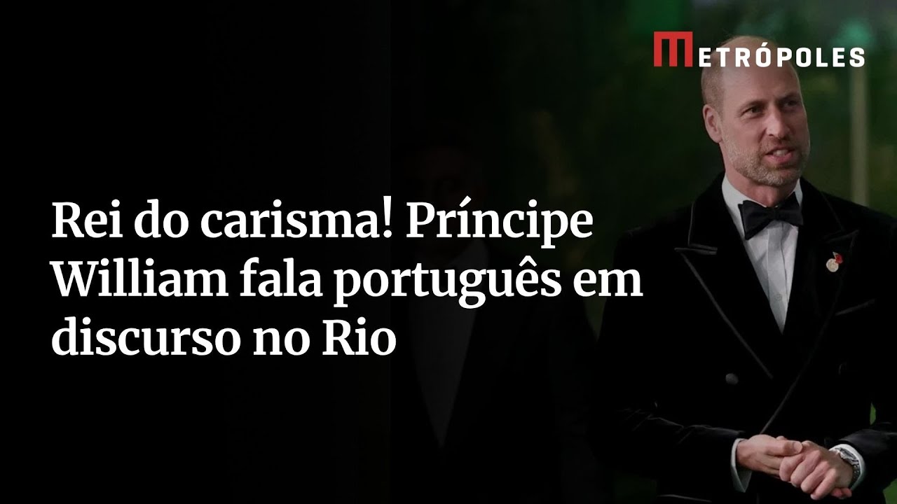 Príncipe William faz discurso em cerimônia de premiação e fala português
