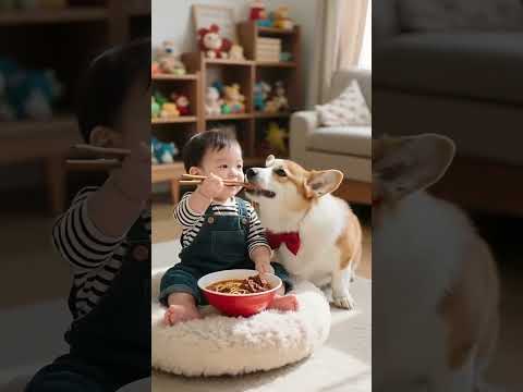 Cute Baby and Bichon Puppy 🐶 | The Dog Eats Better Than Me 😂 | Early Learning for Kids (0-3 Years)
