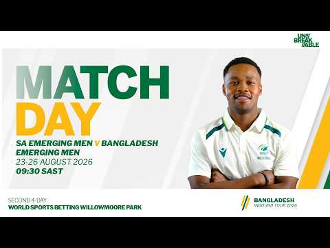 SA Men Emerging vs Bangladesh Men Emerging - 4 <strong>Day</strong> Match - <strong>Day</strong> 3 <strong>Live</strong> from WSB Willowmoore Park