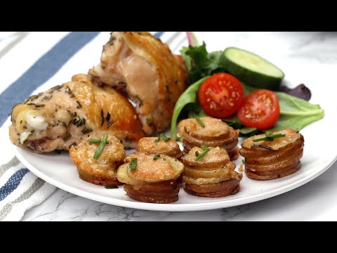 Rosemary And Parmesan Little Potato Stacks With Roasted Chicken ? Tasty Recipes