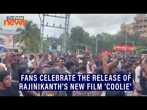 Fans celebrate the release of Rajinikanth's new film 'Coolie'