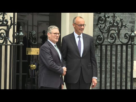 German Chancellor Merz and British Prime Minister Starmer arrive at Downing Street | AFP