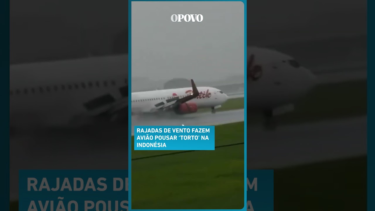 Rajadas de vento fazem avião pousar torto na Indonésia veja vídeo