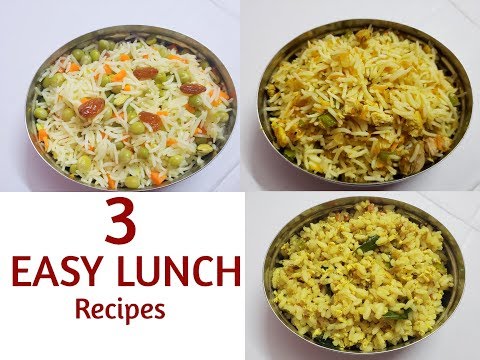 3 Easy Lunch Recipes in 15 minutes || 3 Rice Recipes || Anu's Kitchen