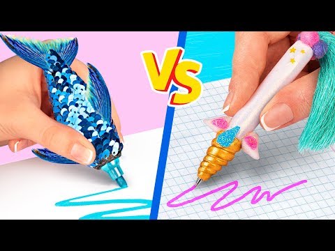 10 DIY Unicorn School Supplies vs Mermaid School Supplies Challenge! - UCWwqHwqLSrdWMgp5DZG5Dzg